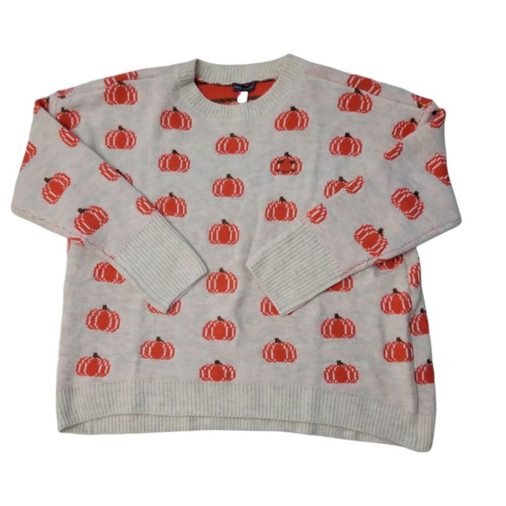 Vince Camuto Women's Knitted Long-Sleeve Pullover Halloween Sweater - Pumpkins